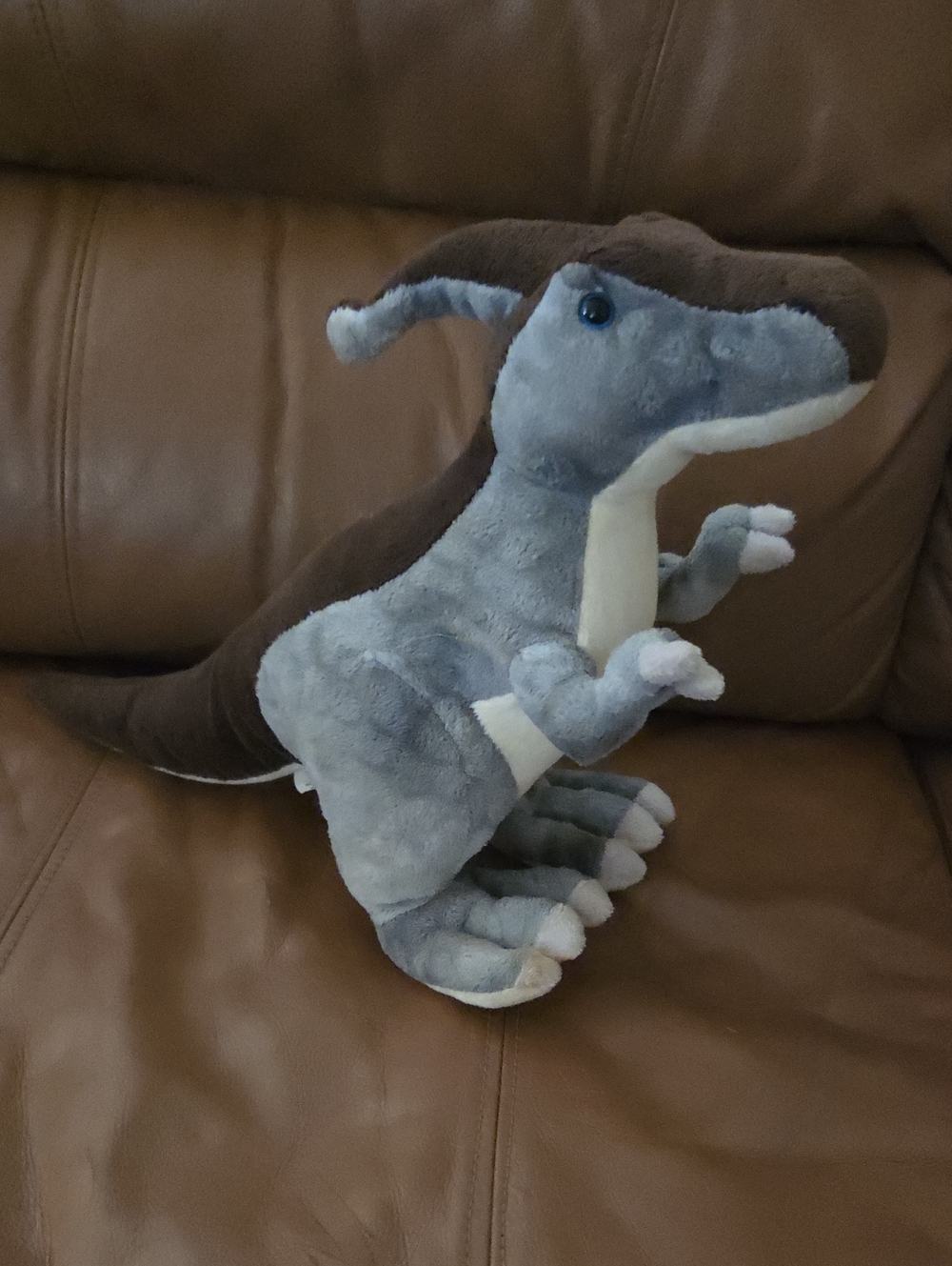 Fiesta 15' Parasaurolophus Plush Dinosaur Toy - Gray, Brown, & Cream Soft Play
